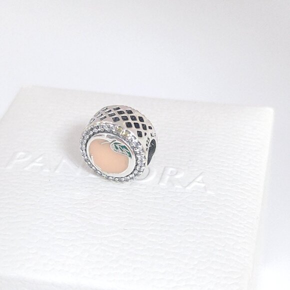 Pandora Georgia Peach Exclusive Bead Charm S925 Silver with box - Picture 8 of 8